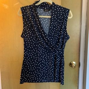 DKNY Navy Polka Dot Sleeveless Blouse